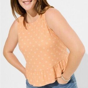 Torrid Texture Knit Peach Orange Ruffle Hem Tank Top Sz.2 NWT!